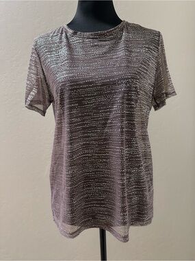 Victoria's Secret Mauve Short Sleeve Metallic Dot Tee